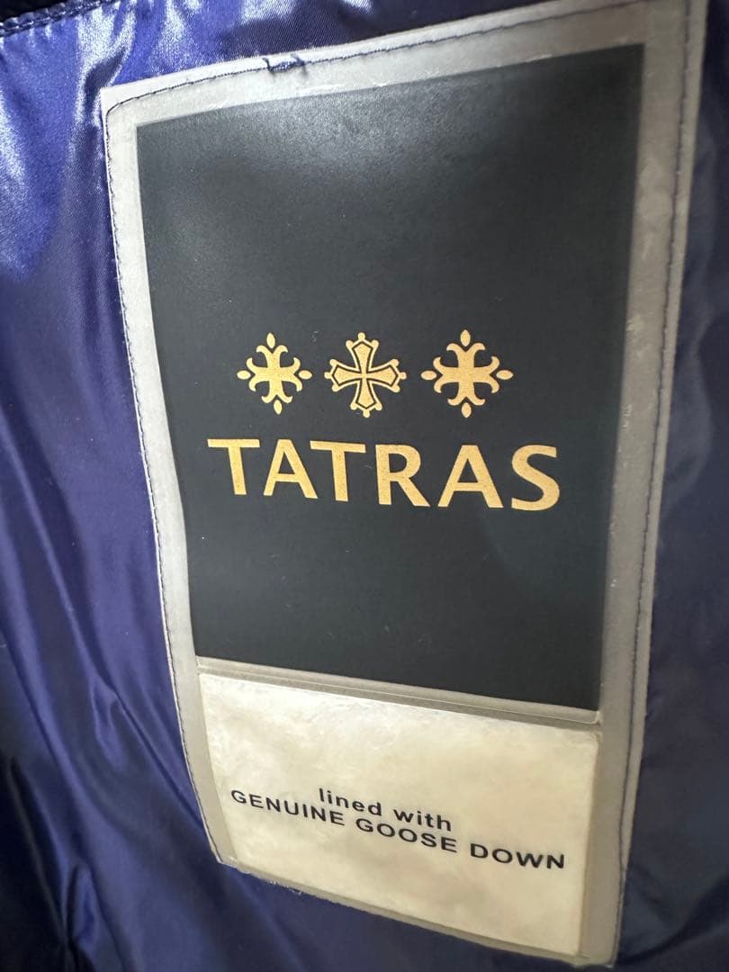 TATRAS グースダウン フード付きロングダウンジャケット ネイビー