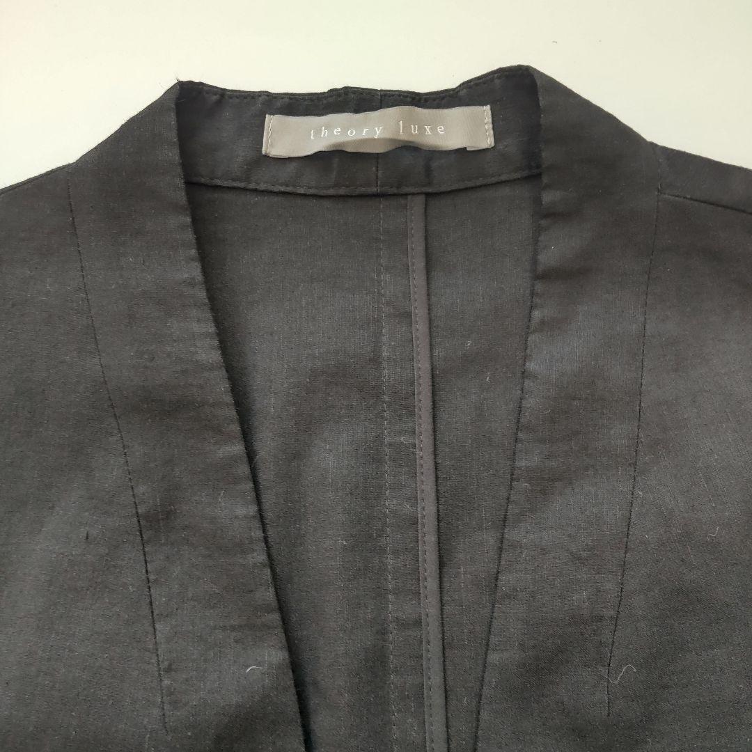 美品 セオリーリュクス ノーカラージャケット パンツスーツ セットアップ 黒