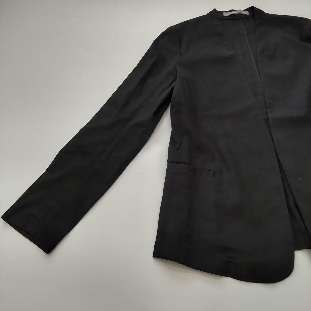 美品 セオリーリュクス ノーカラージャケット パンツスーツ セットアップ 黒