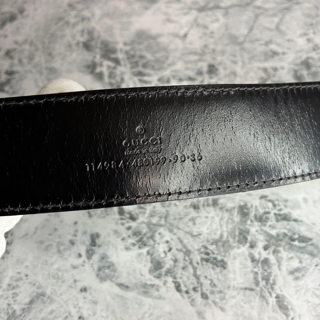 ✨GUCCI✨　グッチ　ベルト　ブラック　黒　　シマレザー　インターロッキングG