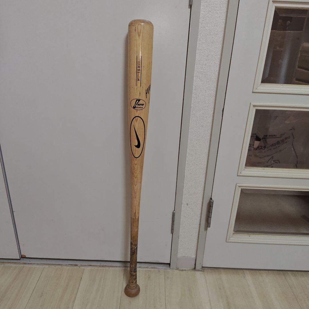 ナイキ 硬式 木製バット NPBマーク 千葉ロッテ 石井浩郎 サイン入り レア