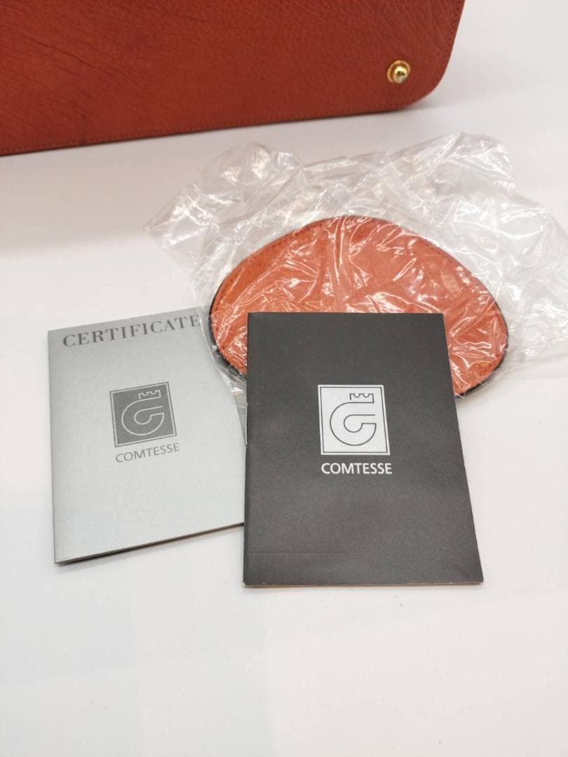 ■COMTESSE■オーストリッチ　バニティ型　ハンドバッグ　オレンジ