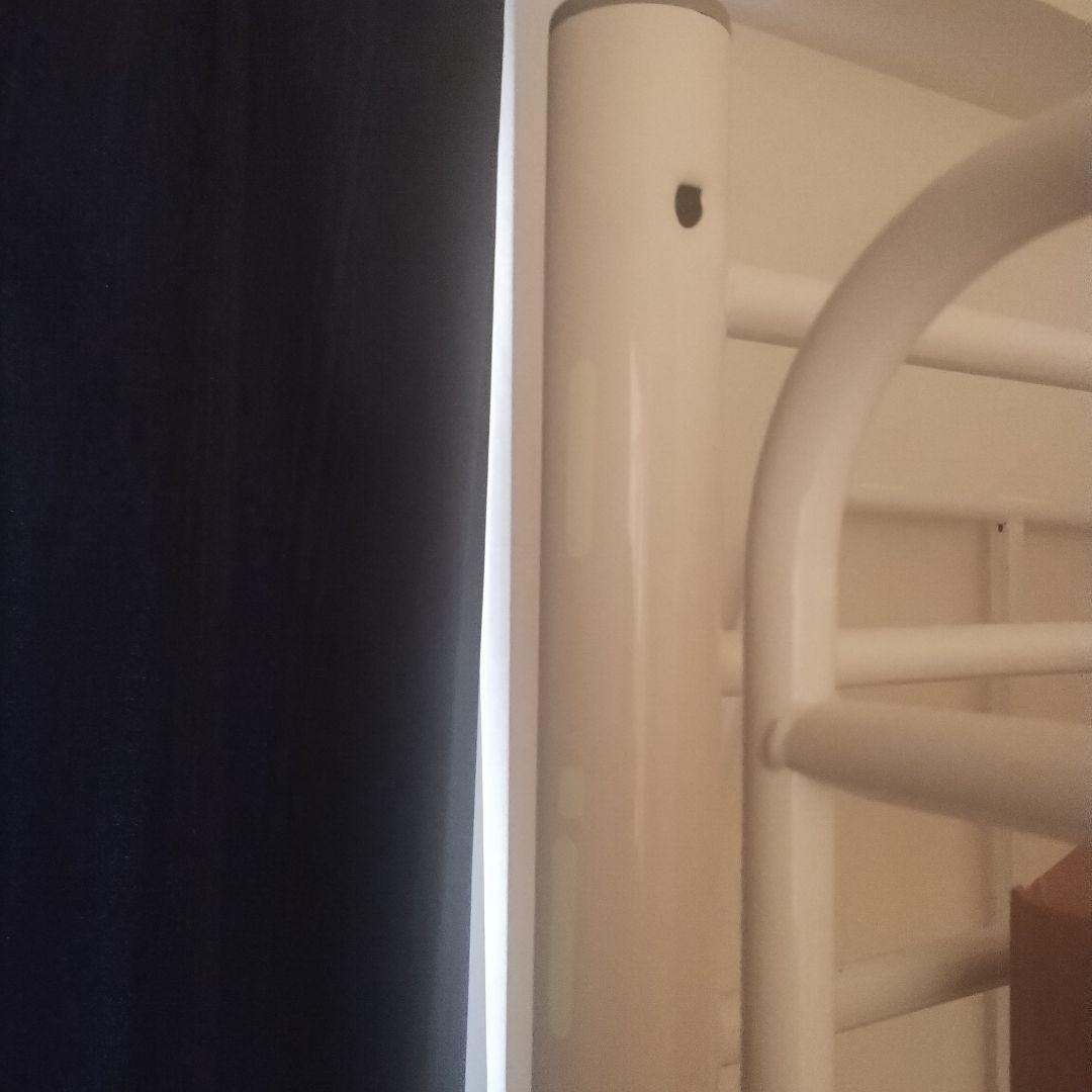 ホワイト パイプロフトベッド 収納棚付き