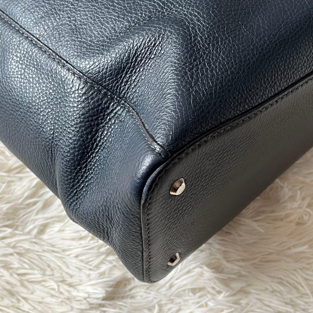 FUJITAKA フジタカ　カルク レザー　トートバッグ A4 ネイビー