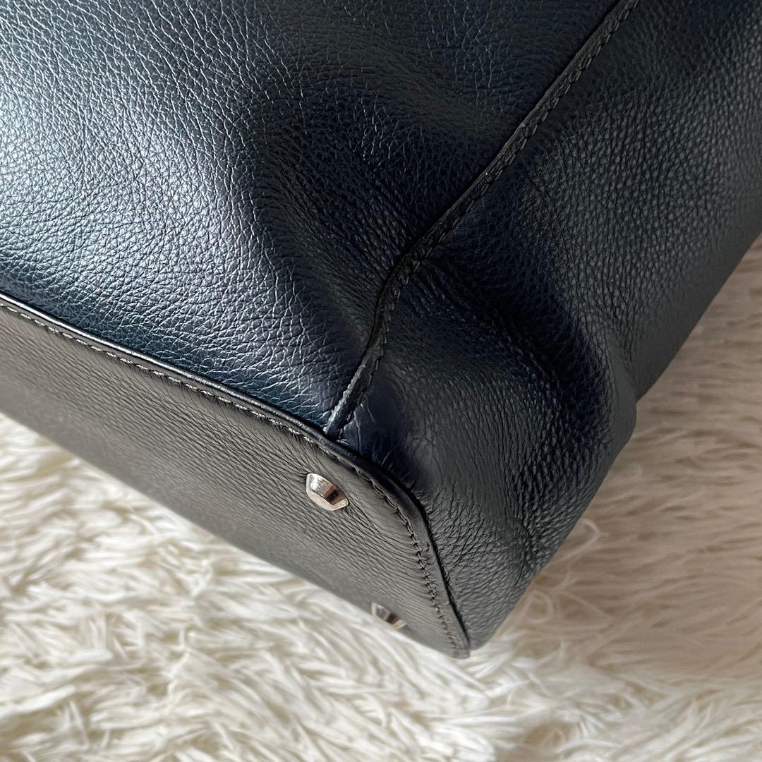 FUJITAKA フジタカ　カルク レザー　トートバッグ A4 ネイビー