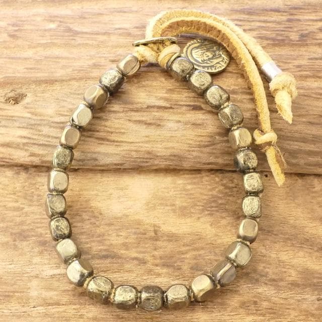 新品 B'z 稲葉浩志着用 amp japan ビーズ ブレスレット 茶 真鍮