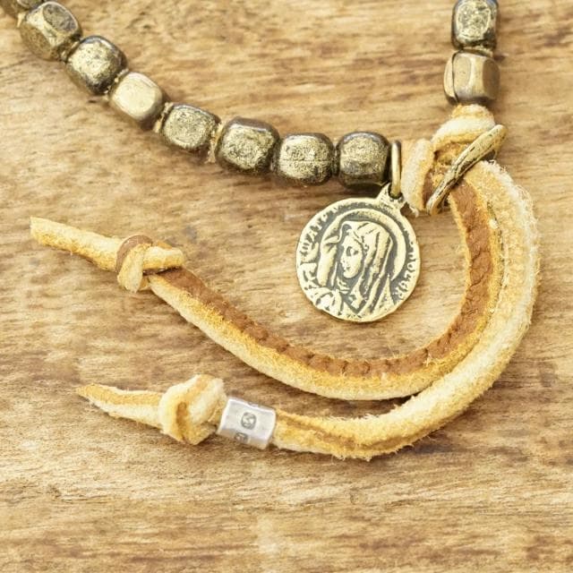 新品 B'z 稲葉浩志着用 amp japan ビーズ ブレスレット 茶 真鍮