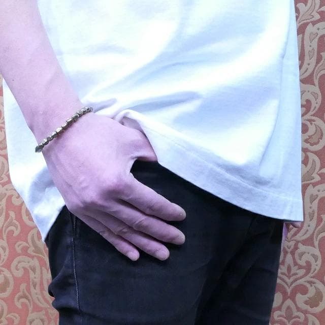 新品 B'z 稲葉浩志着用 amp japan ビーズ ブレスレット 茶 真鍮