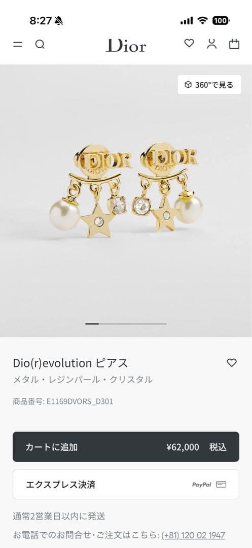 DIOR Dio(r)evolution ピアス　ディオレボリューション