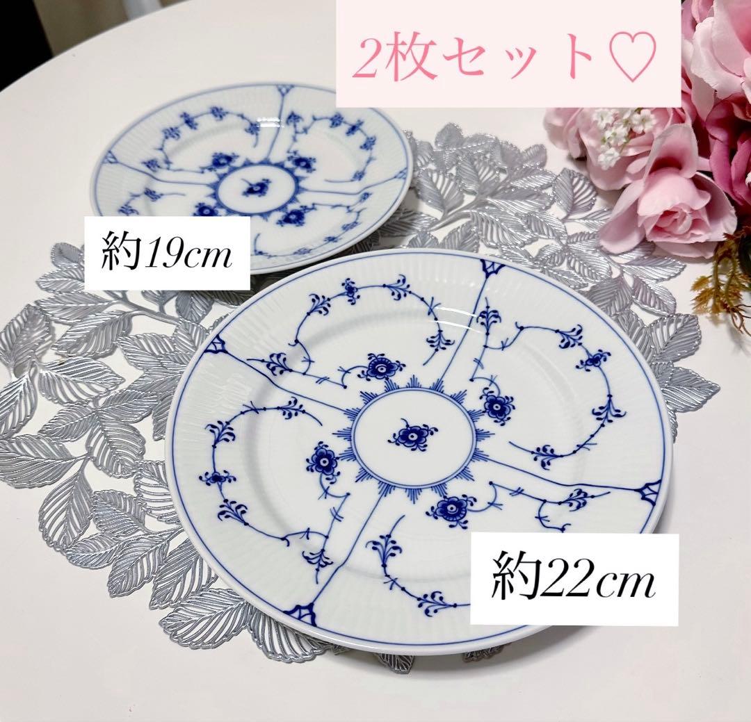 【美品】 ロイヤルコペンハーゲン ブルーブルーテッド 大小 2枚セット♡