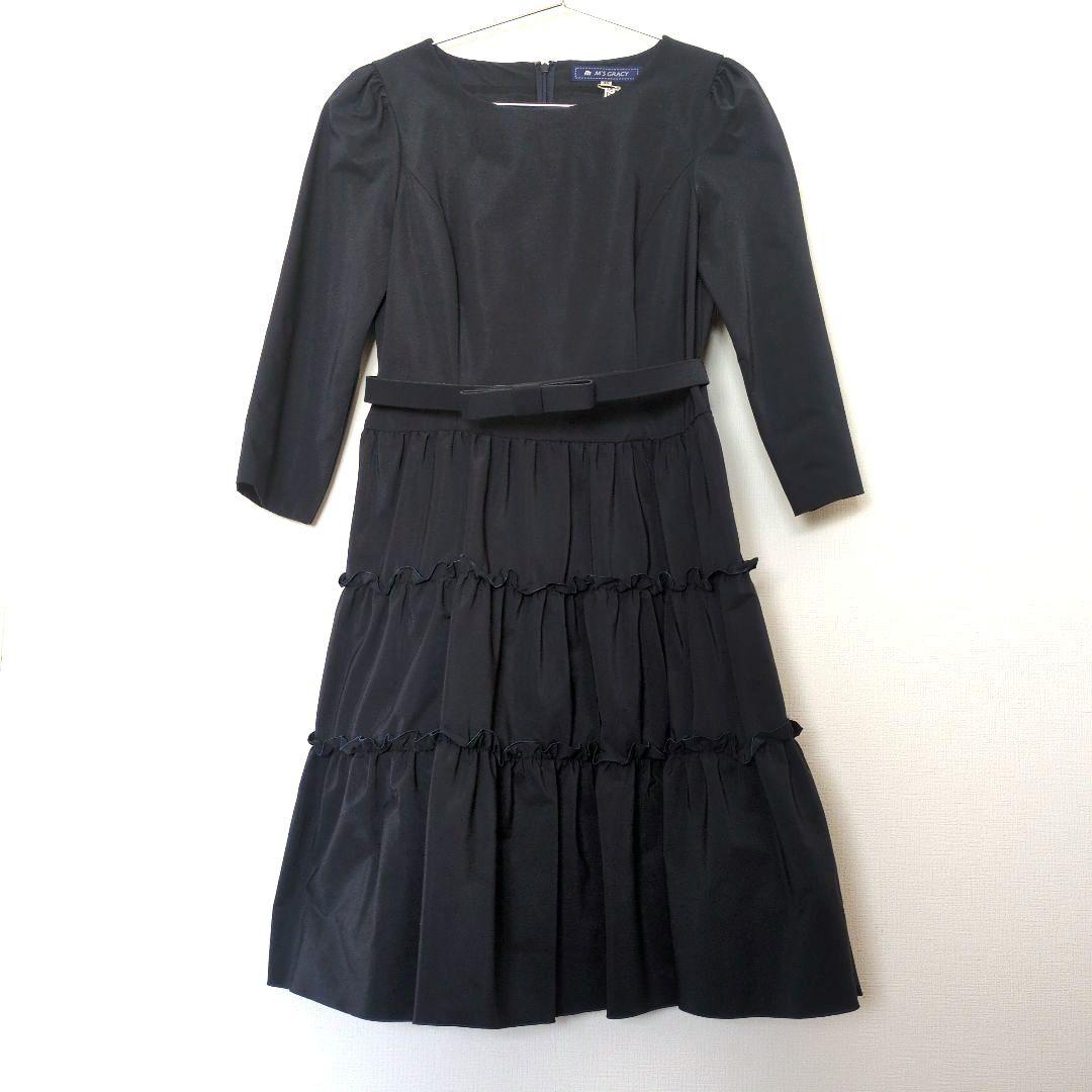エムズグレイシー　ワンピース　セレモニー　紺色　フリル　卒業式　入学式　Lサイズ