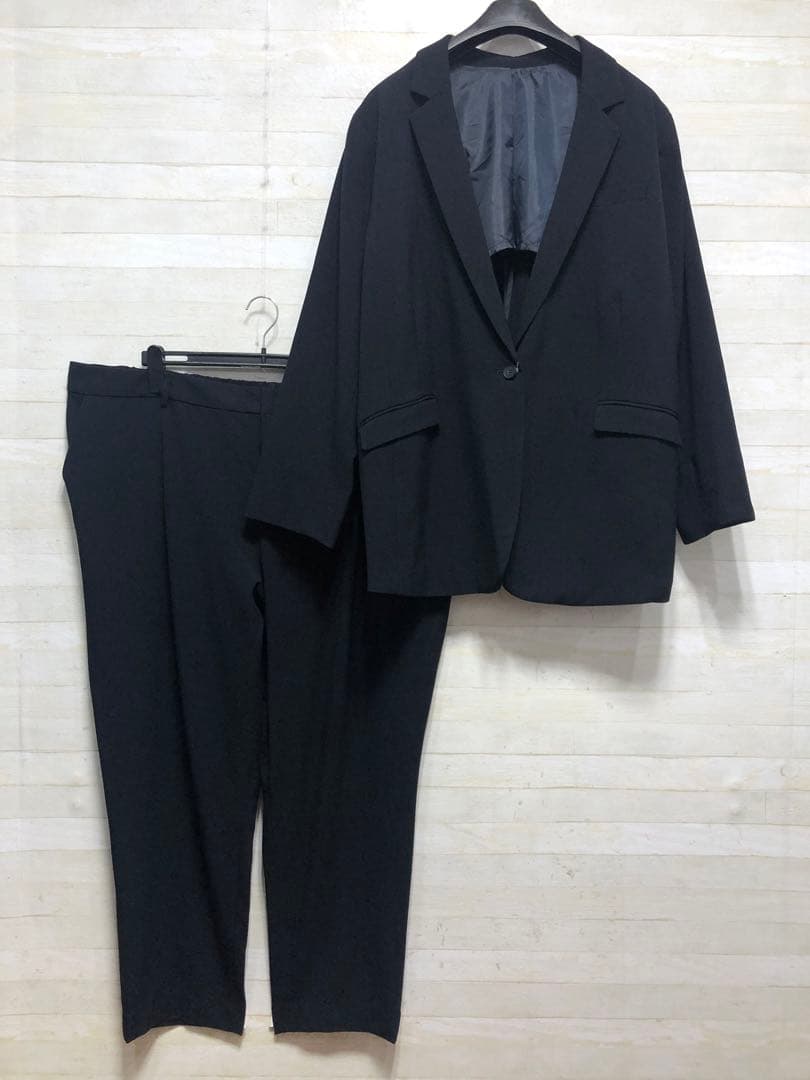 新品☆8L紺系9分丈テーパードパンツスーツストレッチお仕事フォーマル〇G308