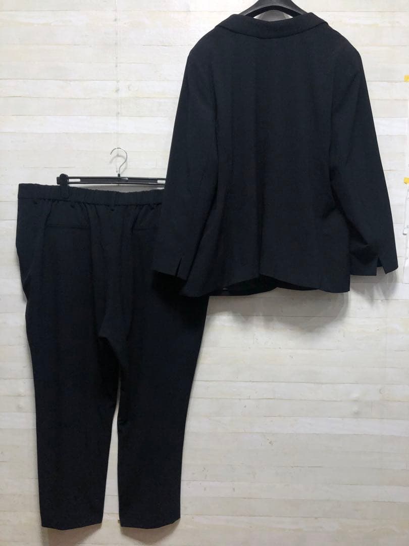 新品☆8L紺系9分丈テーパードパンツスーツストレッチお仕事フォーマル〇G308