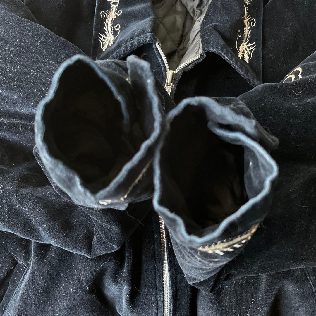 00s SLOW HAND ドラゴン刺繍 ベロア　スカジャン ブラック