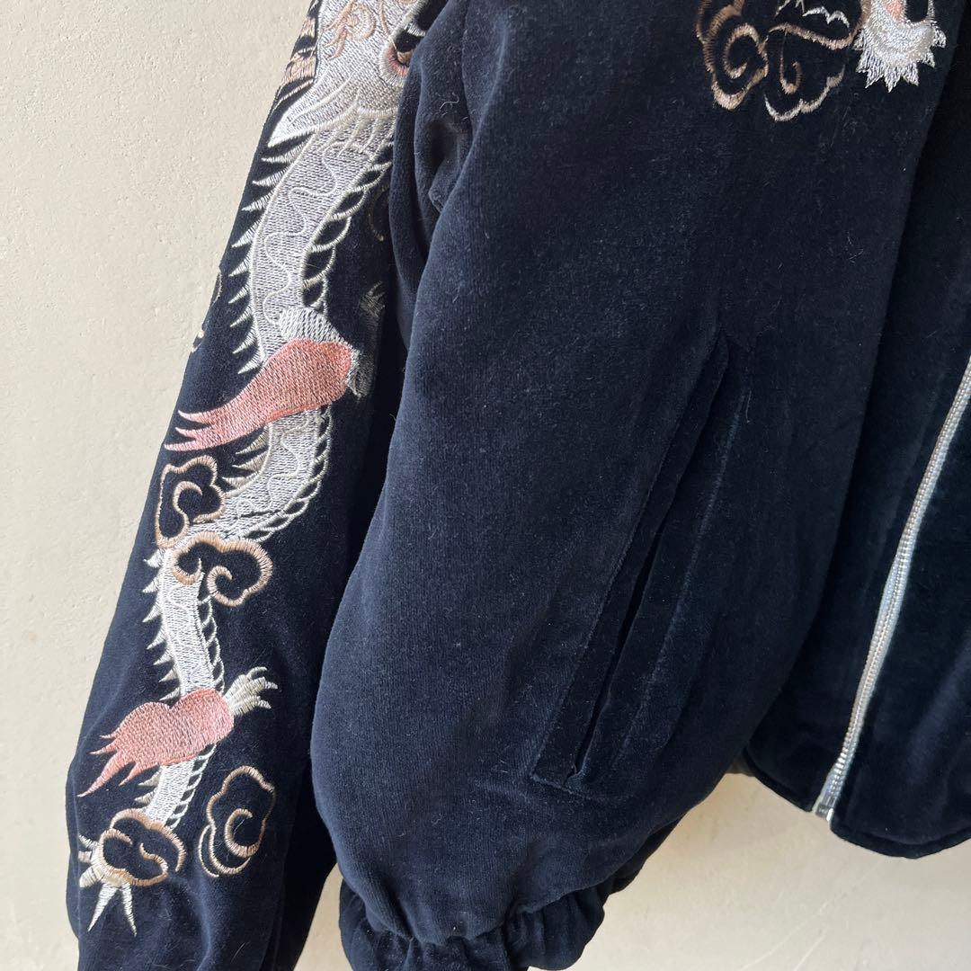 00s SLOW HAND ドラゴン刺繍 ベロア　スカジャン ブラック