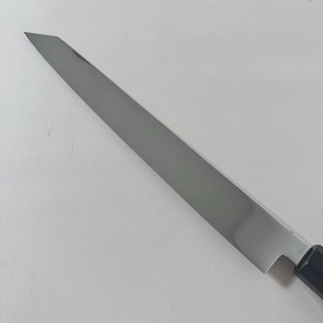 270mm 切付柳刃包丁 鏡面　天然木八角柄 刺身包丁 「全鋼」'.。！