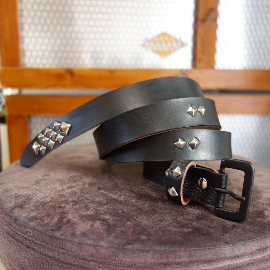 ☆茶芯ナロースタッズベルト24mmサドルレザー htcベルトcallyお好きな方