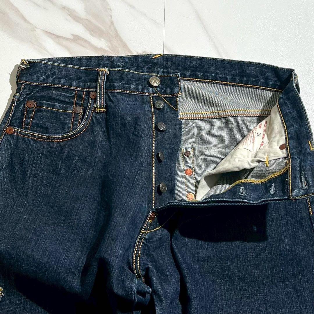 美品✨EVISU 大黒 メニーポケット 赤耳 カモメプリントデニムパンツ 濃紺