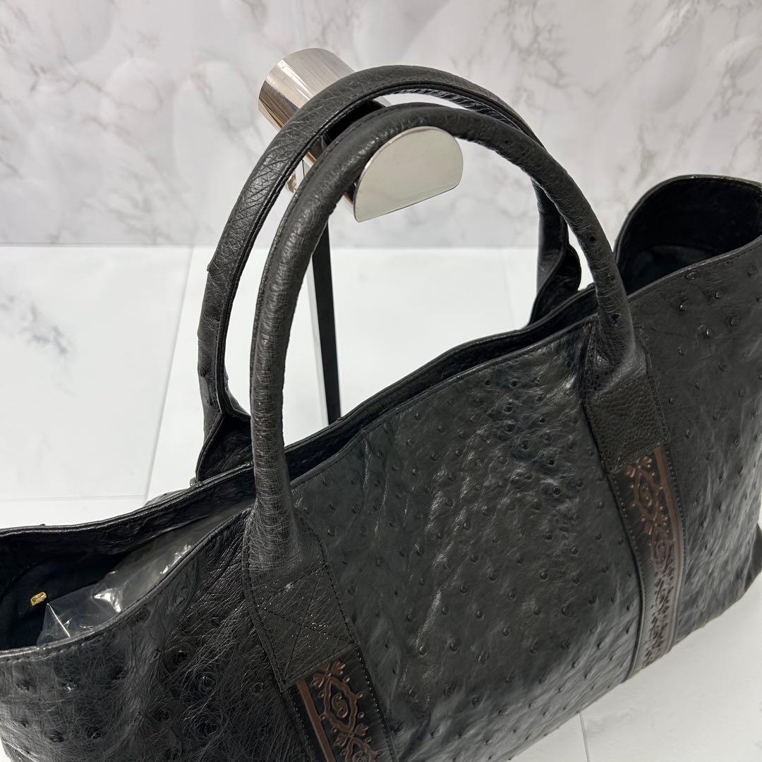 JRA 大容量 オーストリッチ トートバッグ 横幅46cm ブラック