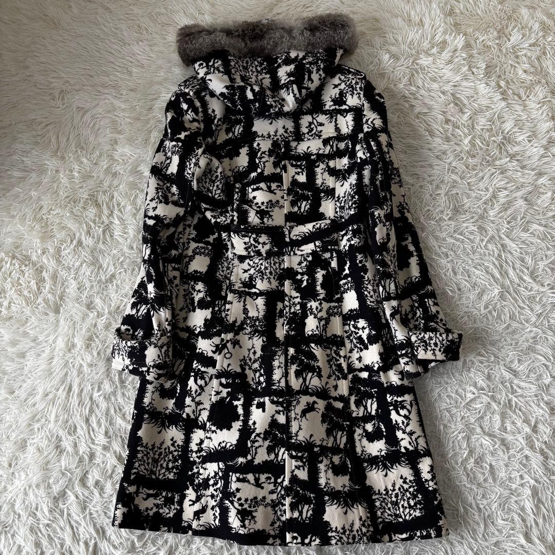 Lois CRAYON✨ダッフルダウンコート　トグル　総柄　フード　リアルファー