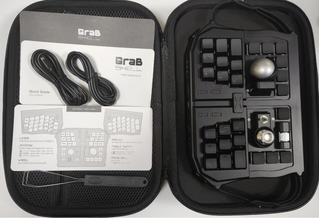 トラックボール付キーボード★保証3ヶ月/導入30日★GrabShell黒/箱難有