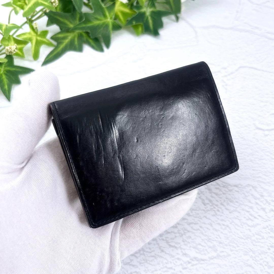 GANZO レザー 本革 ケース ロゴ刻印 カード入れ 黒 イエロー 箱