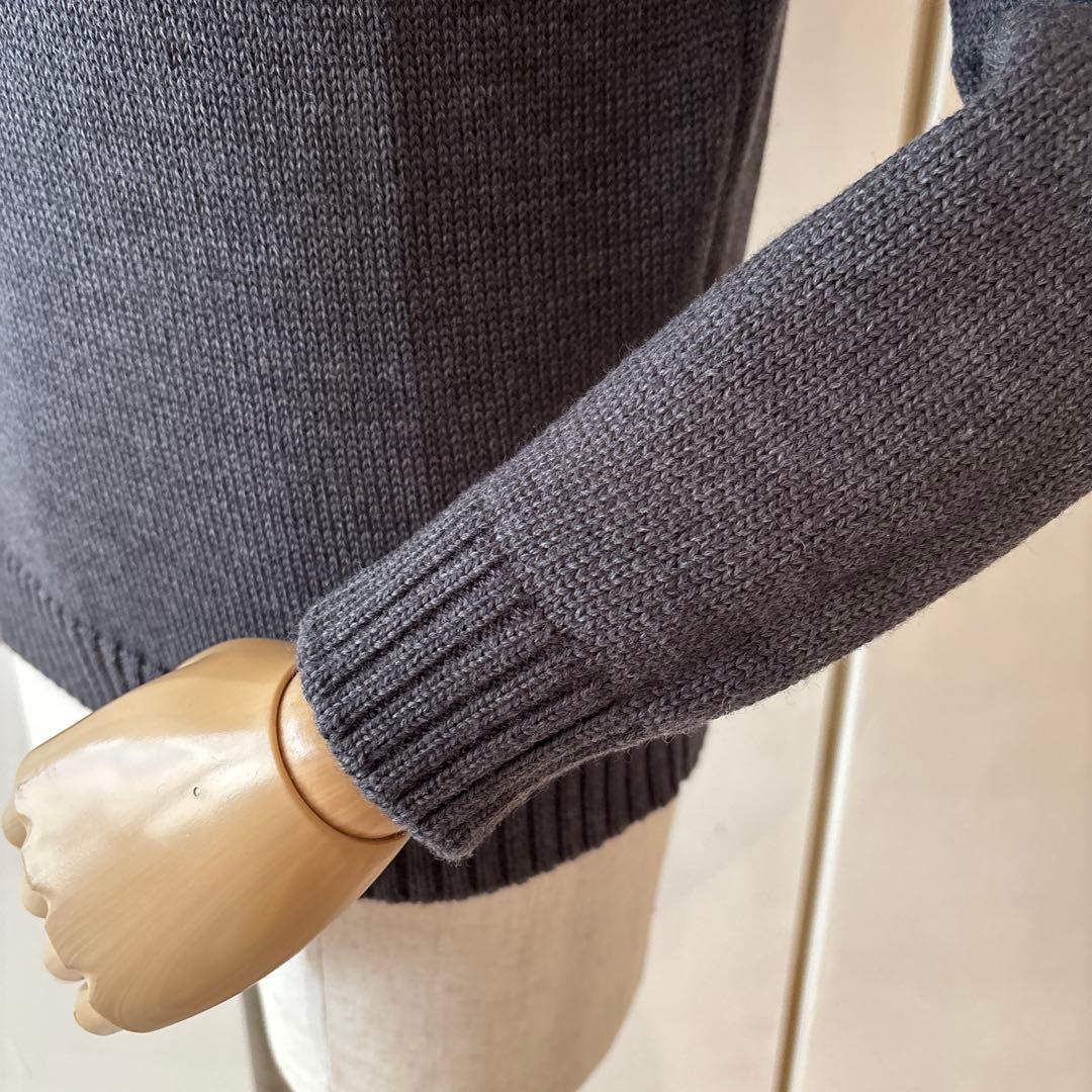 ザノーネ／モックネックニット／5ゲージ／チャコールグレー／44
