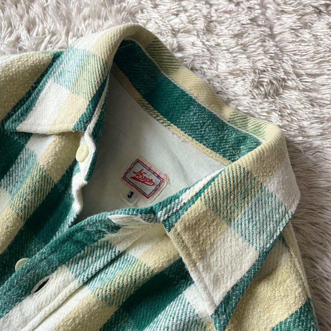 45rpm 90s ヘビーネルシャツ 3 緑白チェック