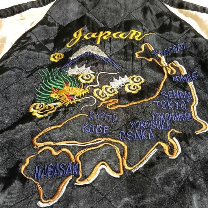 ♦1/4迄♦梵殷 ファイン スカジャン 赤黒 リバーシブル 龍 虎 刺繍