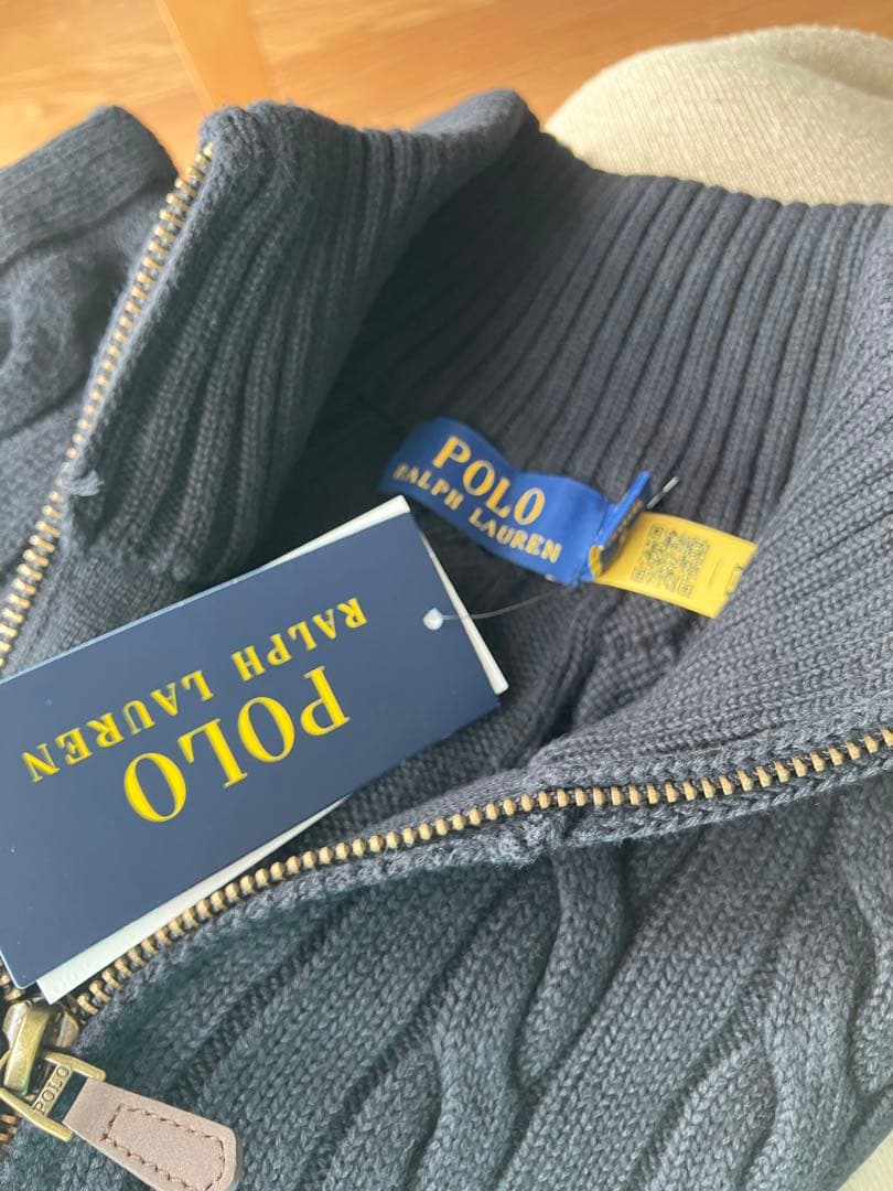 POLO RALPH LAUREN ケーブルニット ハーフジップ メンズ M 黒