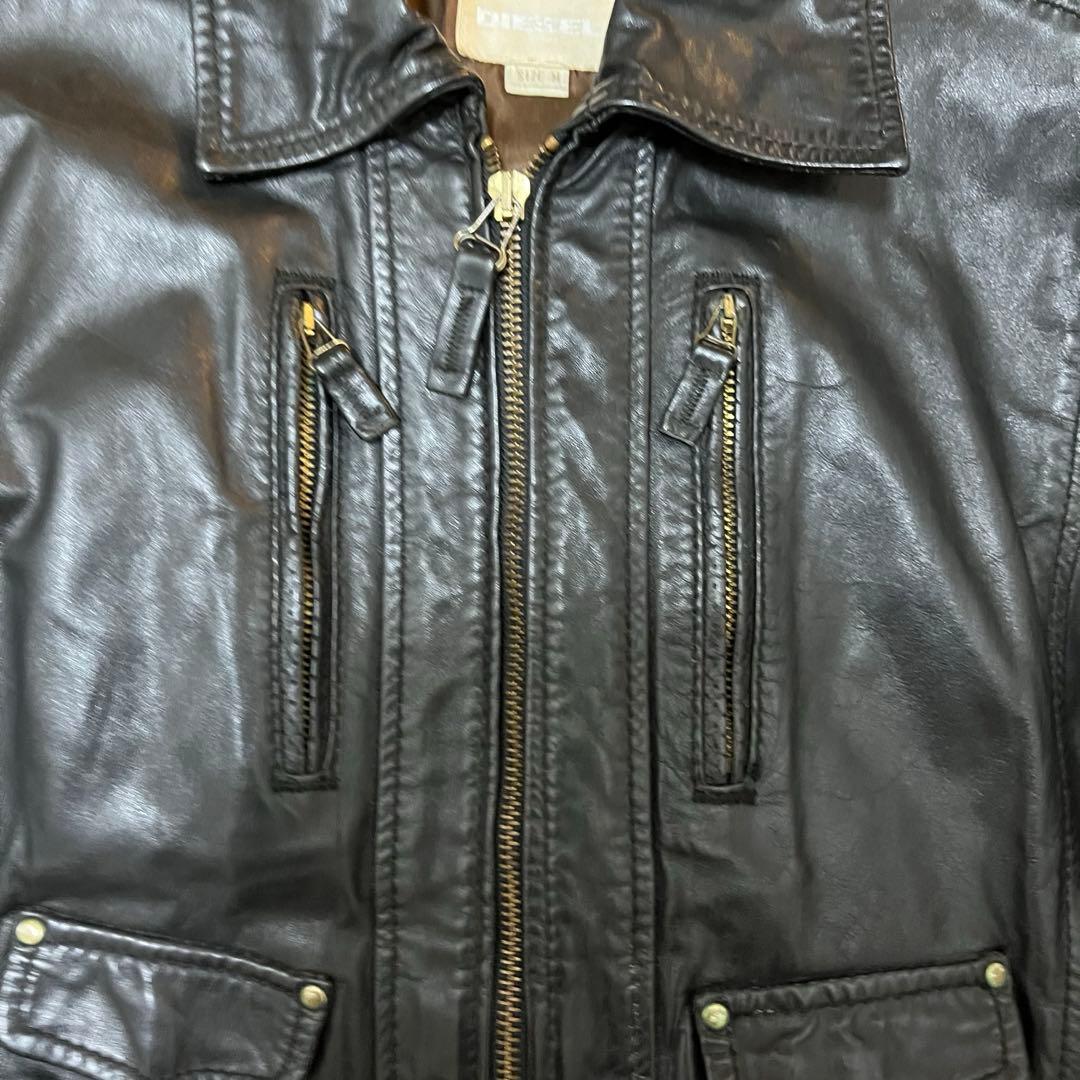 い*し様 DIESEL（ディーゼル）牛革製レザージャケット Mサイズ ブラック