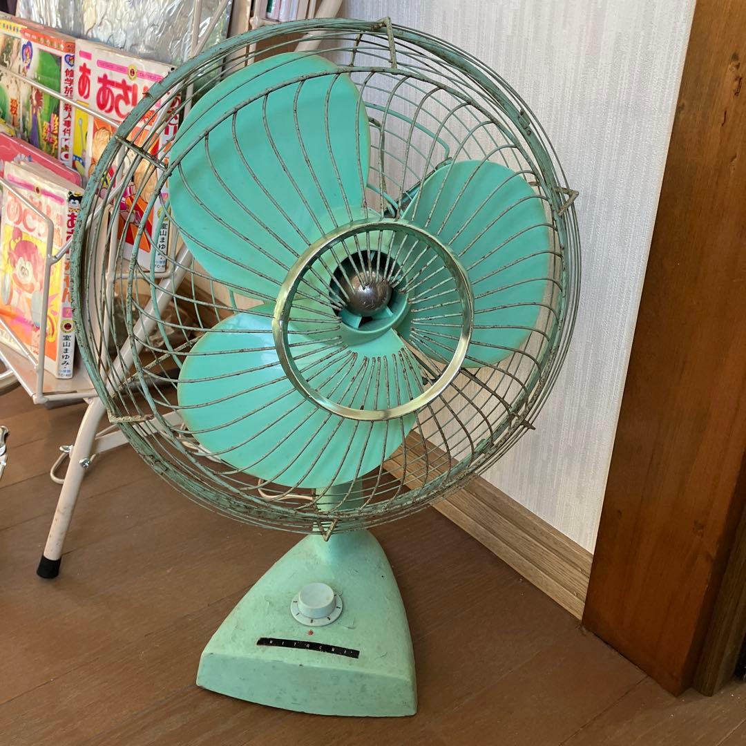 HITACHI 卓上扇風機 レトロ　日立　3枚羽　ミントグリーン　アンティーク