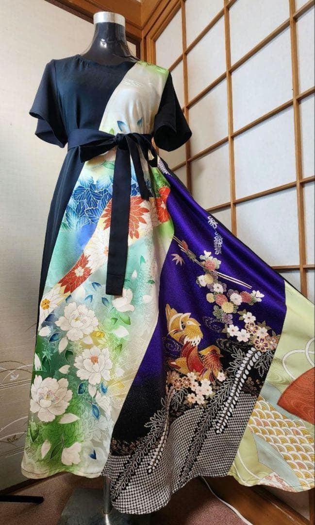 リメイクワンピース　振袖着物