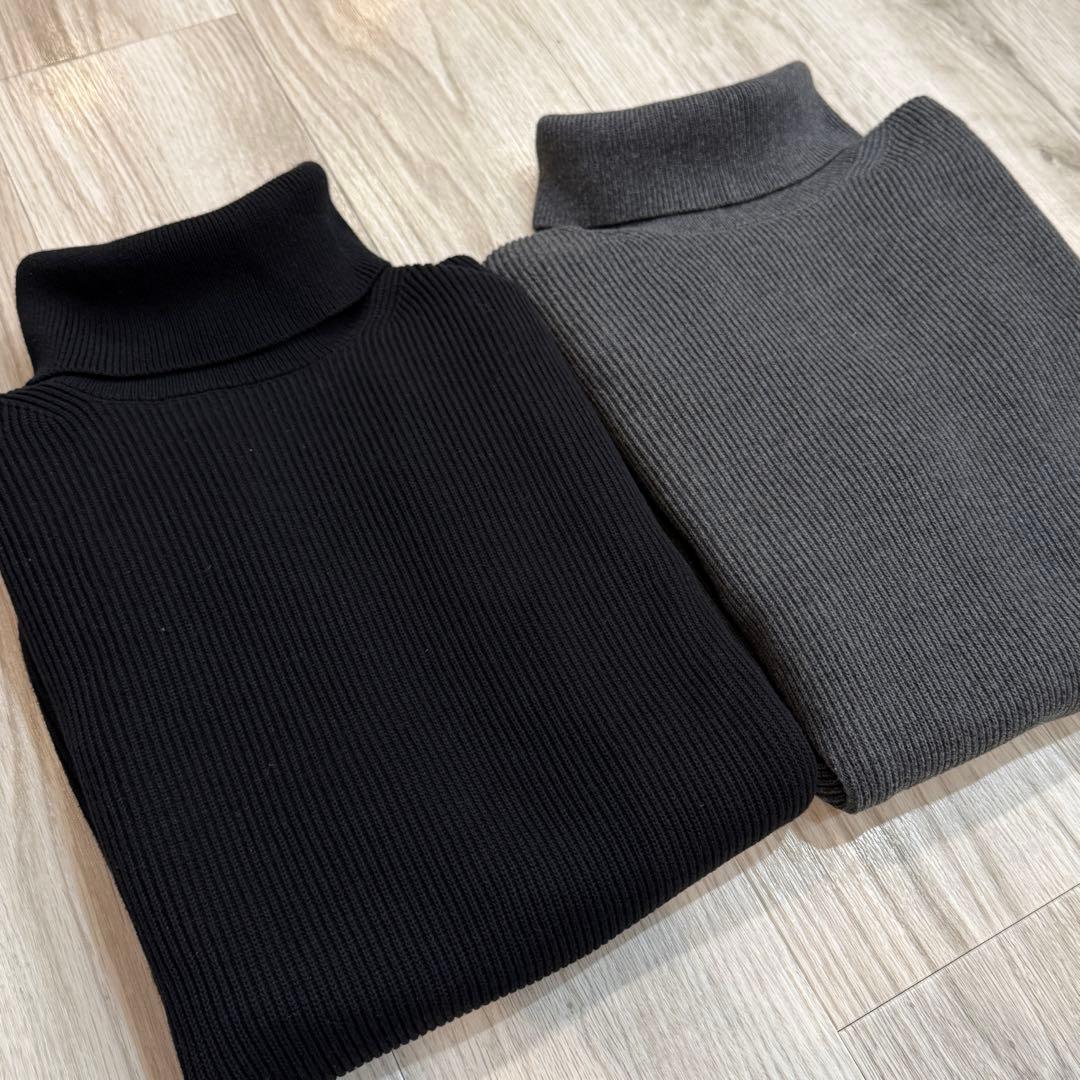 極美品◎グリーンレーベルリラクシング コットンタートルネック2枚セット M 綿