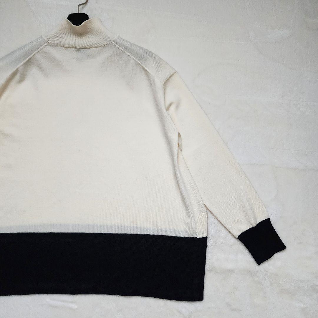 【極美品】UNITED ARROWS 近年 テントラインハイネックニット 黒×白