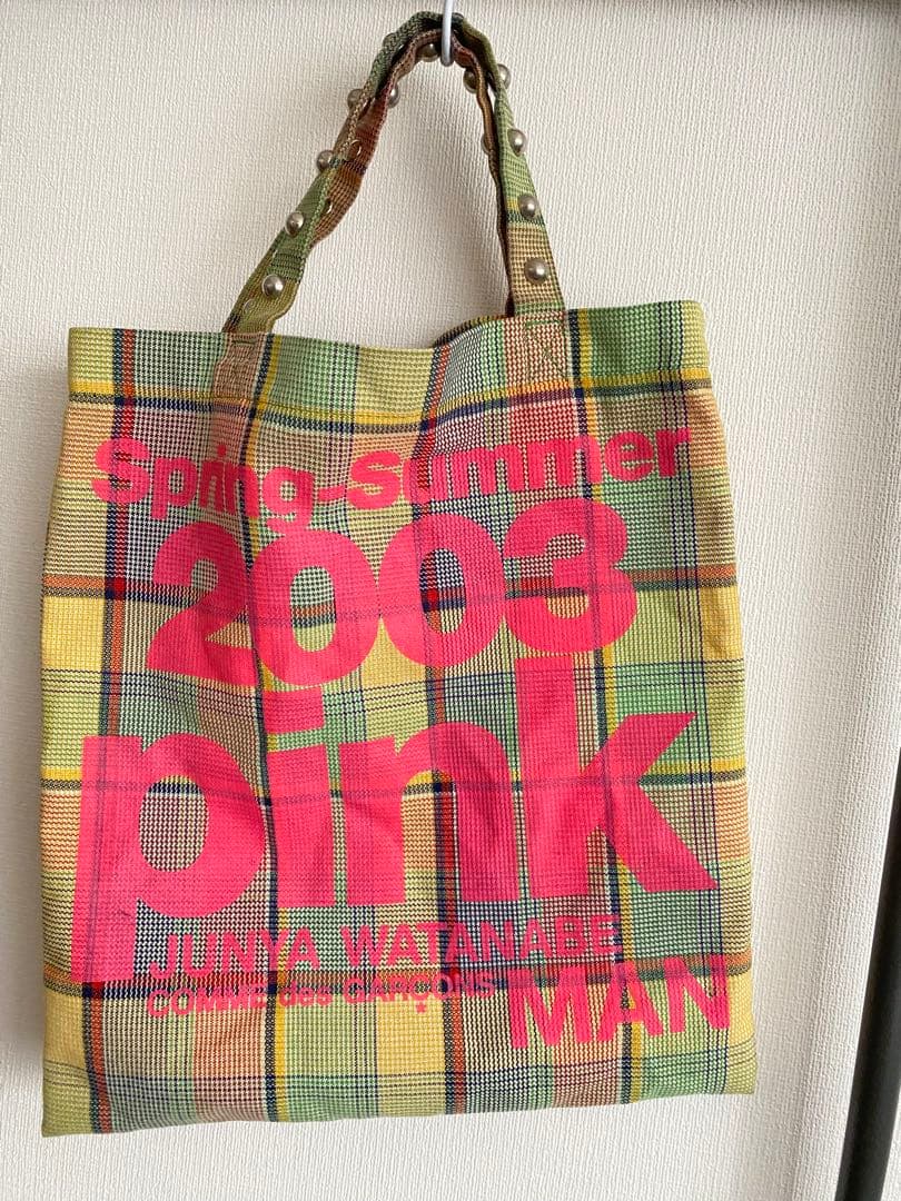 ジュンヤワタナベ　コムデギャルソン　コルソコモ　スタッズ　チェックトートバッグ