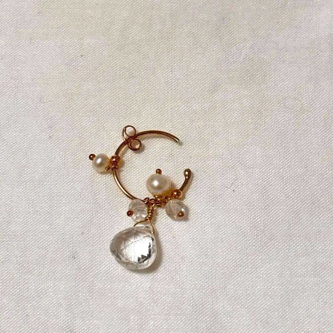 Sweet Pea 天然石　片耳フープピアス