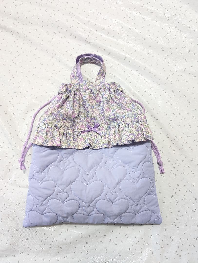 リバティ　レッスンバッグ上履き入れ体操服袋　ミシェル×ハートキルト