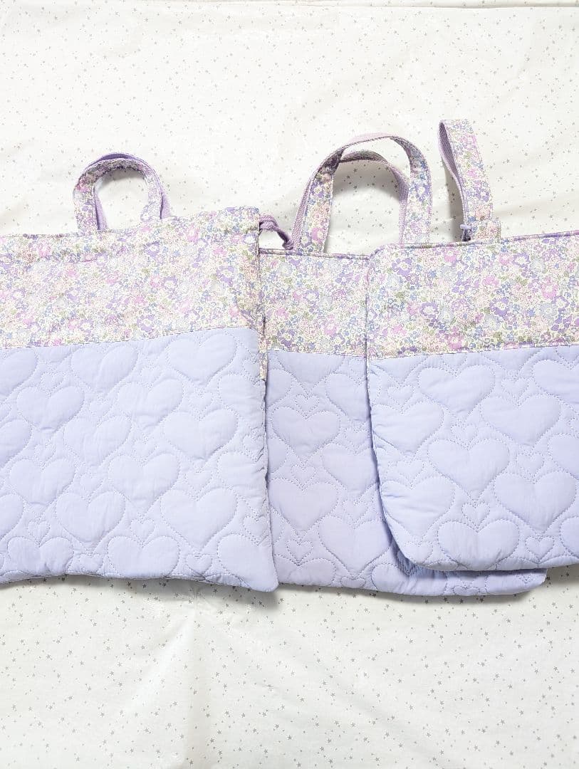 リバティ　レッスンバッグ上履き入れ体操服袋　ミシェル×ハートキルト