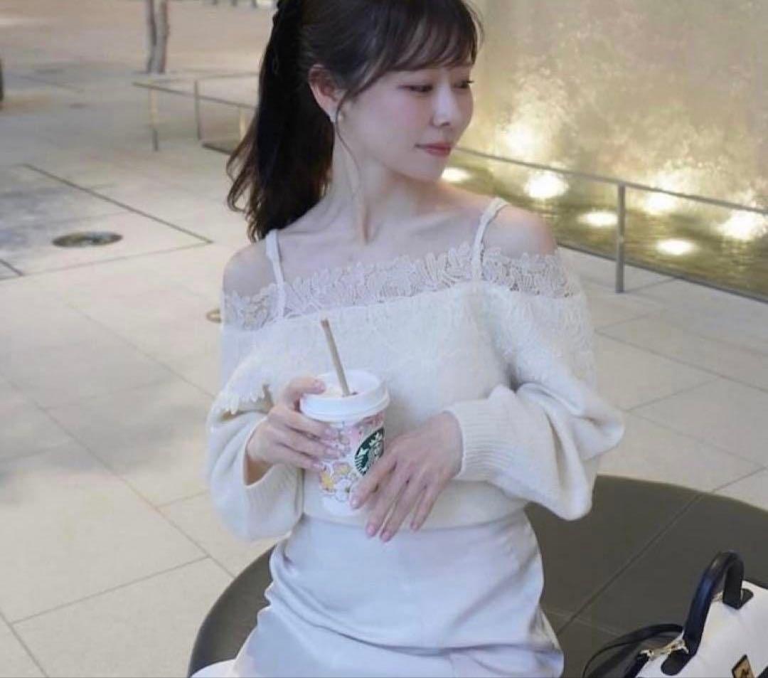 SNIDEL レーストリミングオフショルプルオーバー スナイデル ニット