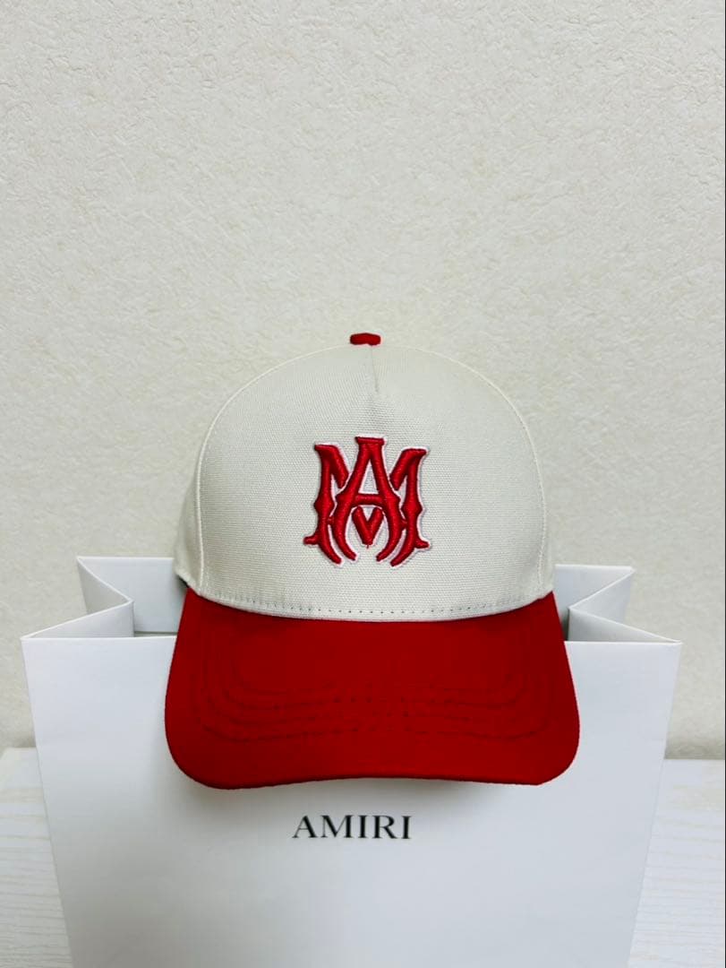 AMIRI ベースボールキャップ ホワイト/レッド