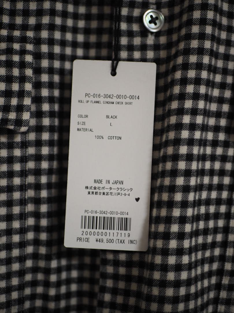 トップス ROLL UP FLANNEL GINGHAM CHECK SHIRT 24AW