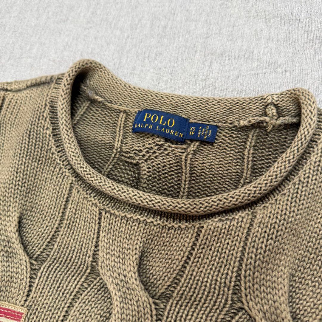 【人気モデル】美品 ラルフローレン コットン ケーブルニット 星条旗 イーグル