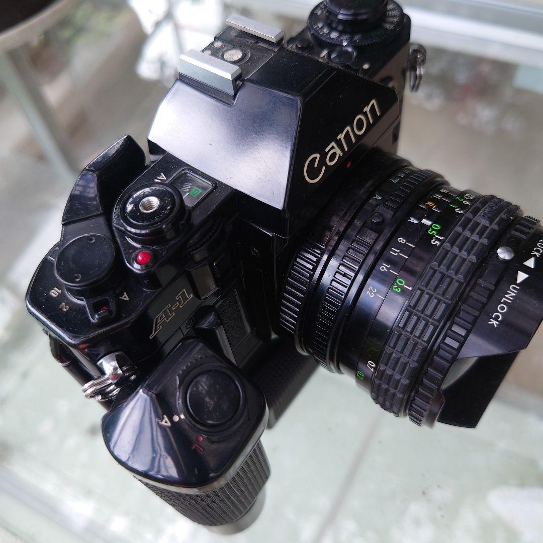 CanonA-1 フィルムカメラ　モータードライブ　シグマ16mmレンズ付き