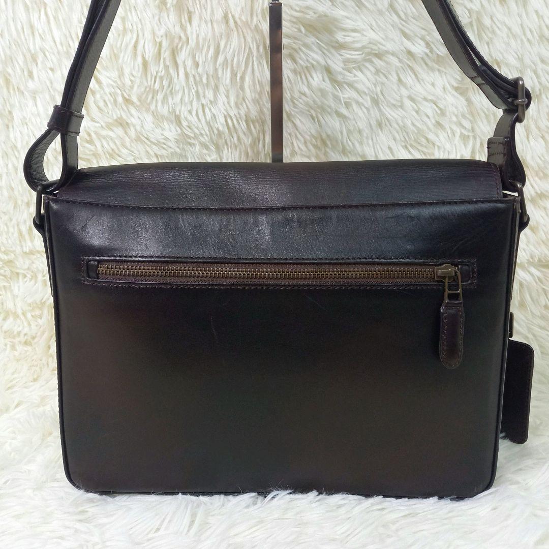 美品✨マザーハウス アンティーク ショルダーバッグ B5 ダークブラウン レザー