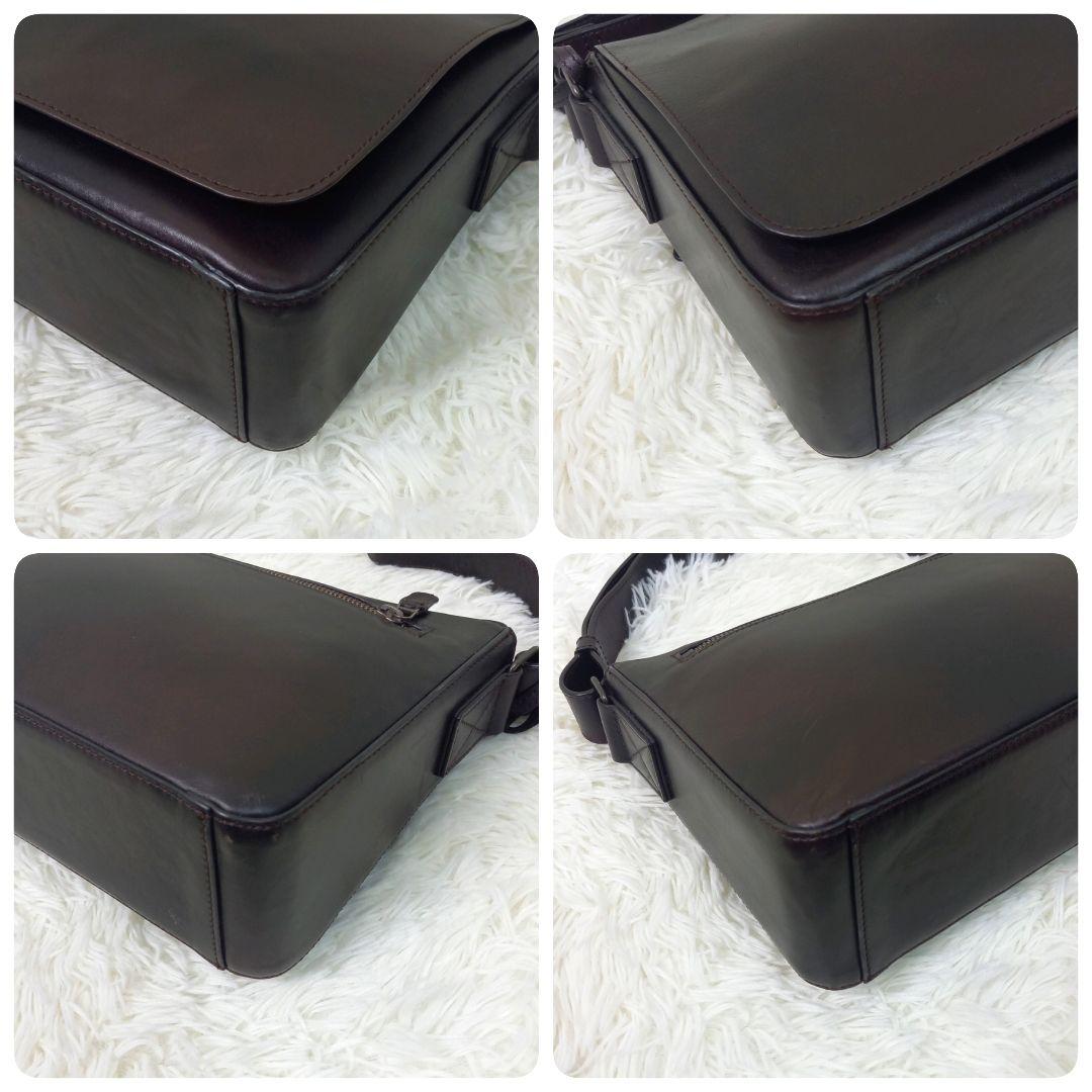 美品✨マザーハウス アンティーク ショルダーバッグ B5 ダークブラウン レザー