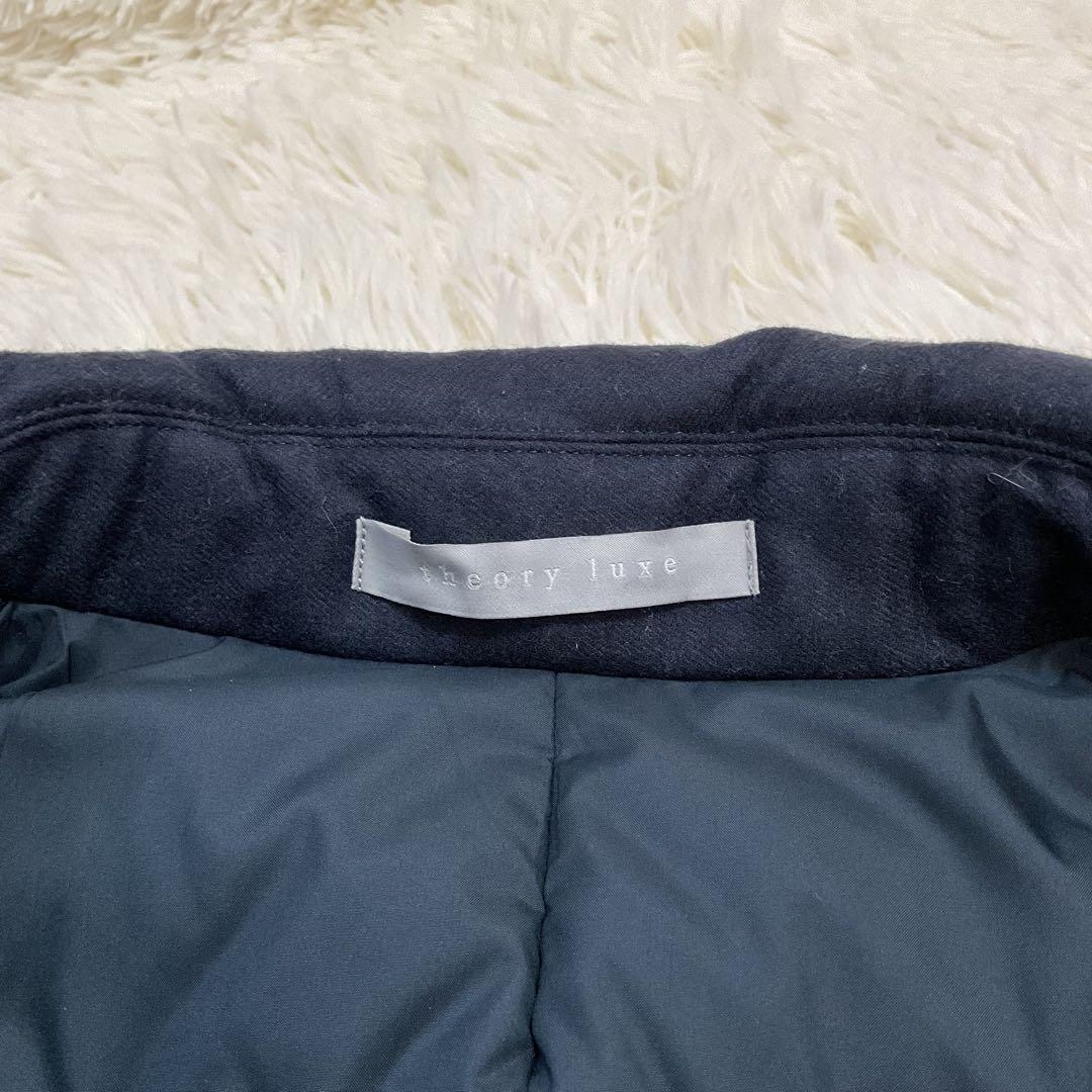 美品♪セオリーリュクス ダウン チェスターコート ロング 40 ネイビー