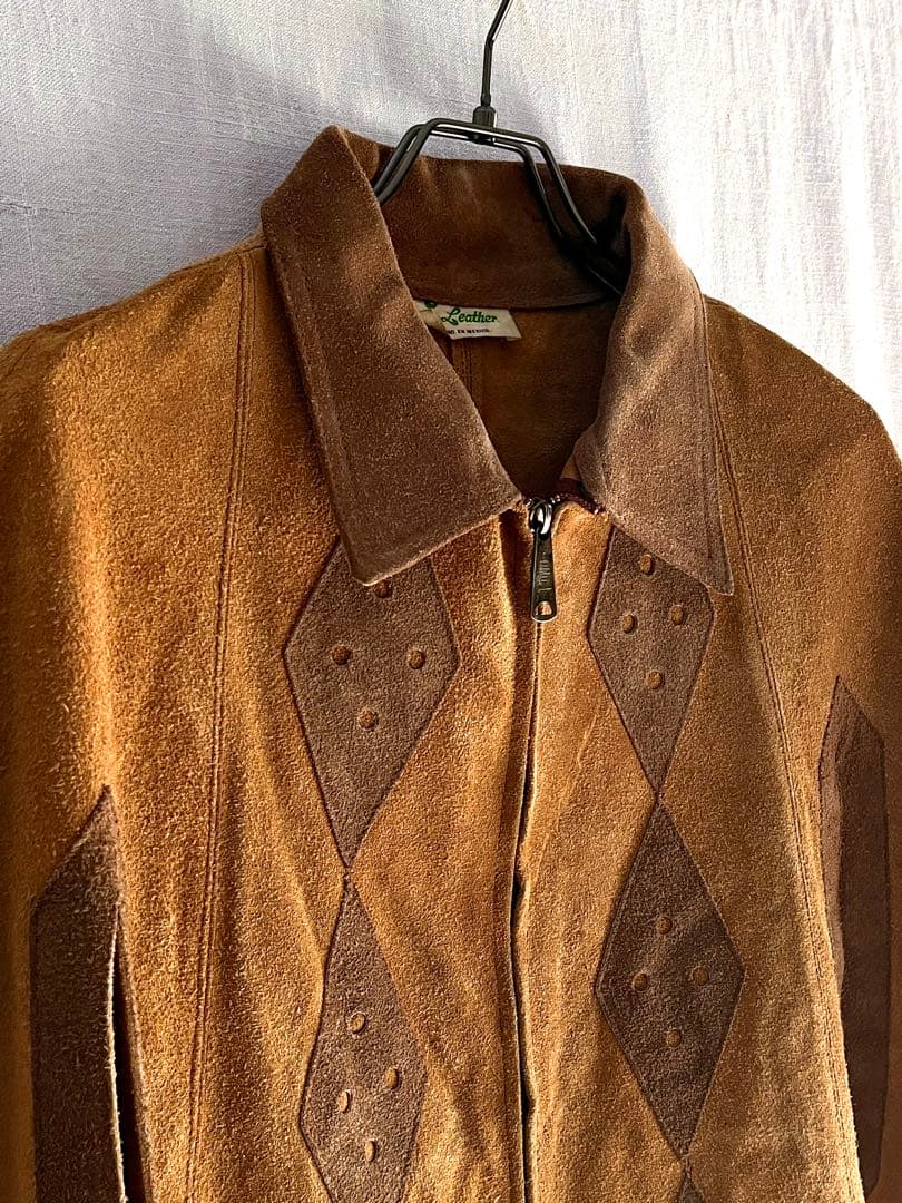 70s スエード レザー ケープ ジャケット