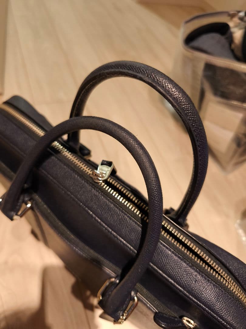 美品COACH 2WAYビジネスバッグ ネイビー ストラップ付き