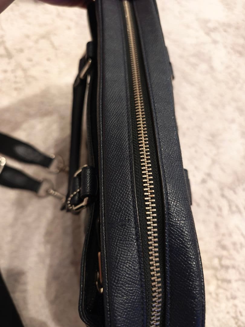 美品COACH 2WAYビジネスバッグ ネイビー ストラップ付き